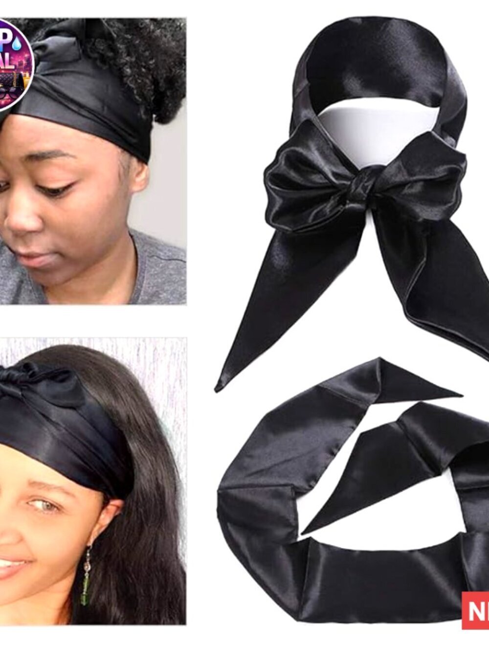 Silky Satin Edge Scarf Wig Grip Band Non Slip Hair Wrap